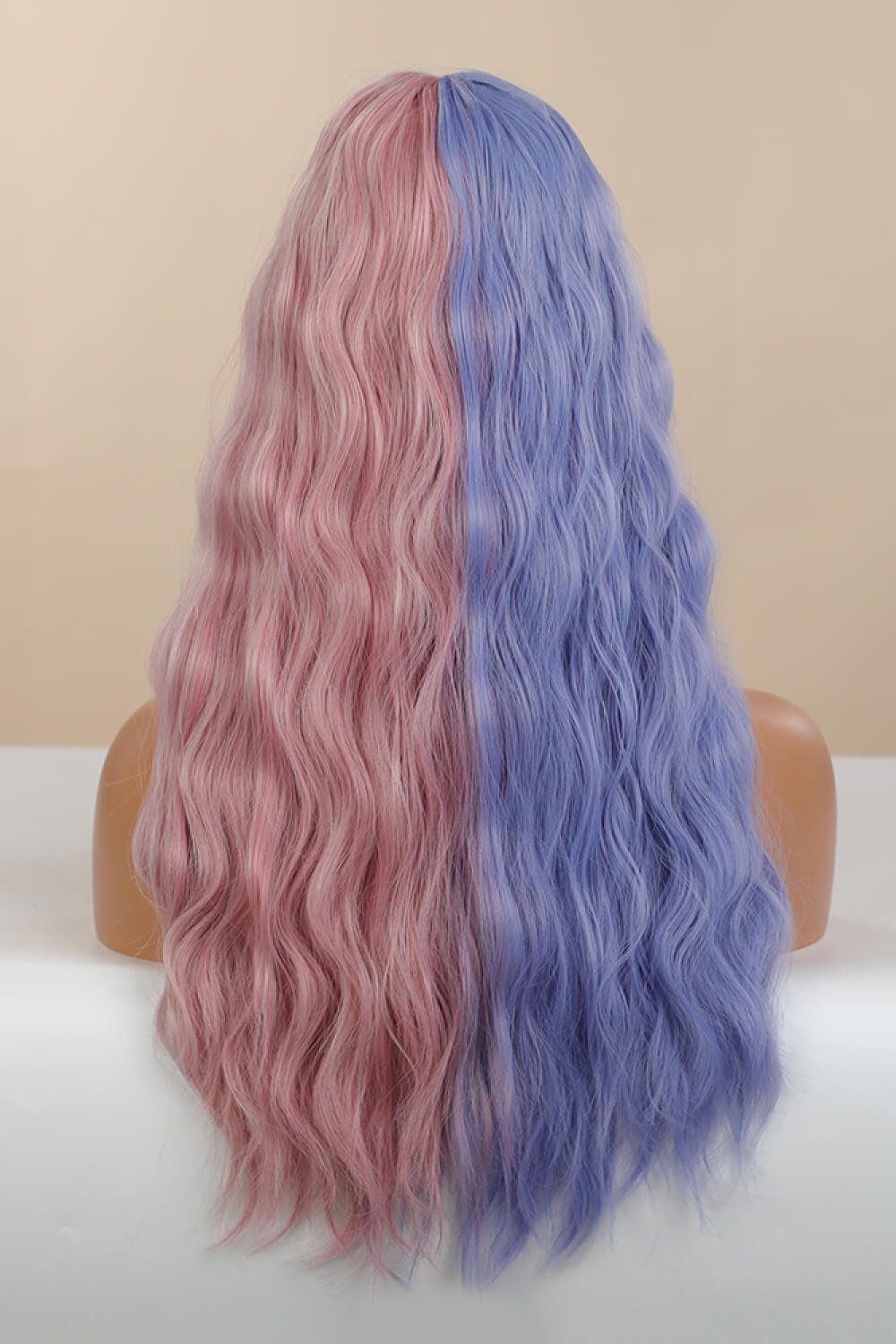 26" Synthetic Long Wave in Blue/Pink Split Dye