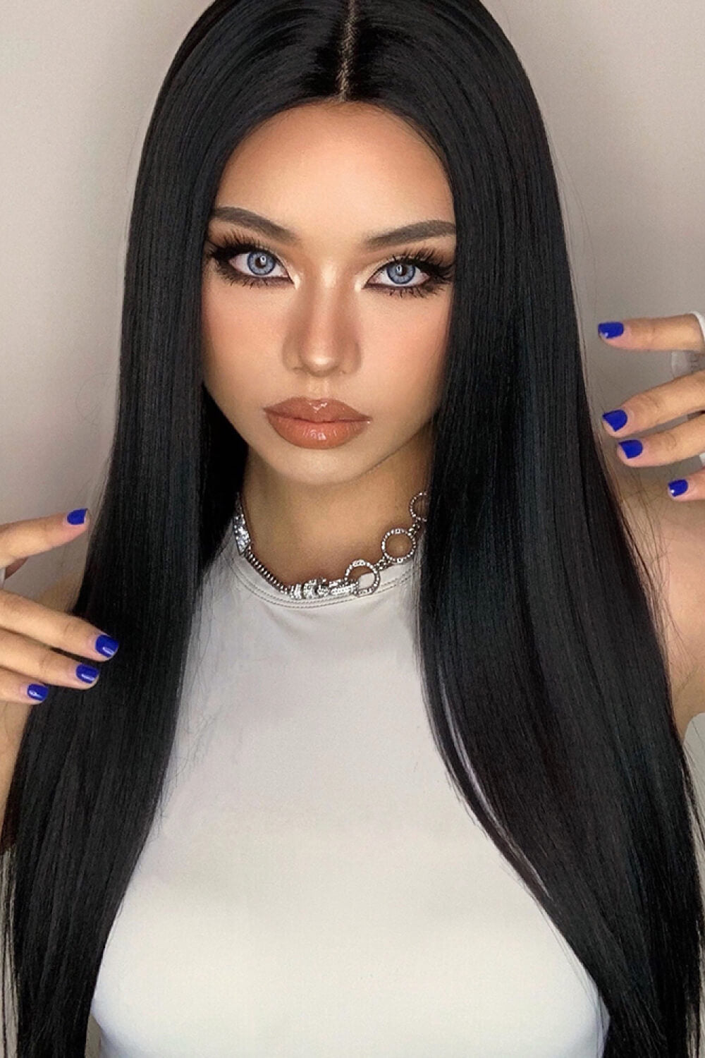 Long Lace Front Straight Synthetic Wig 26"