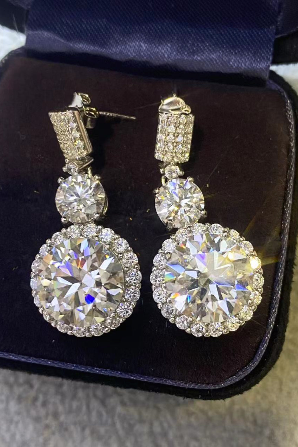 12 Carat Moissanite 18K Platinum-Plated Drop Earrings